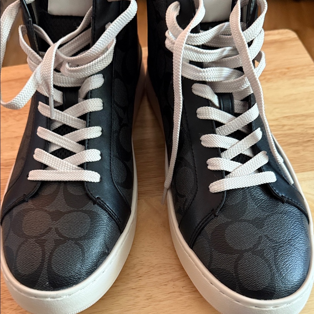 Coach Black and White Monogram Athletic Shoes - Picture 5 of 7